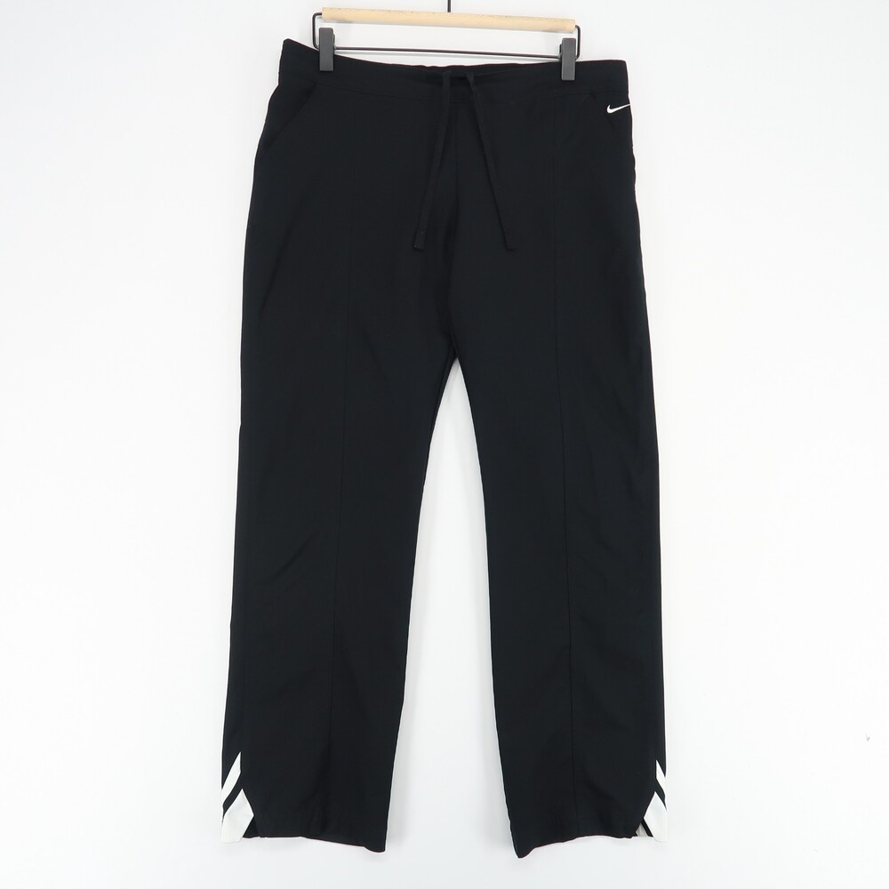 Nike Track Pants Womens L 12-14 Black Drawstring Waist Athletic Training